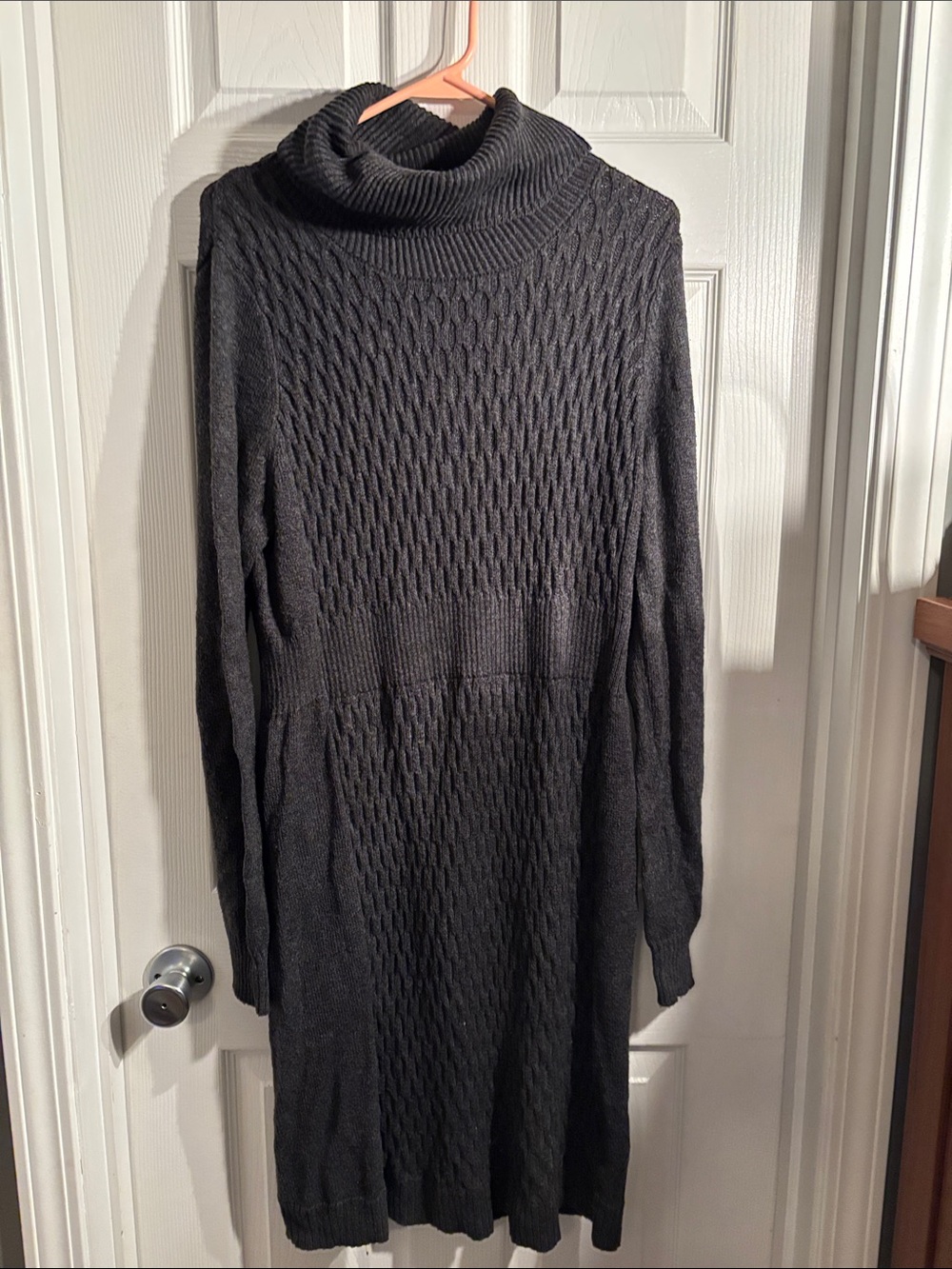 Old Navy Dark Gray Cable Knit Cowl Neck Sweater Dress